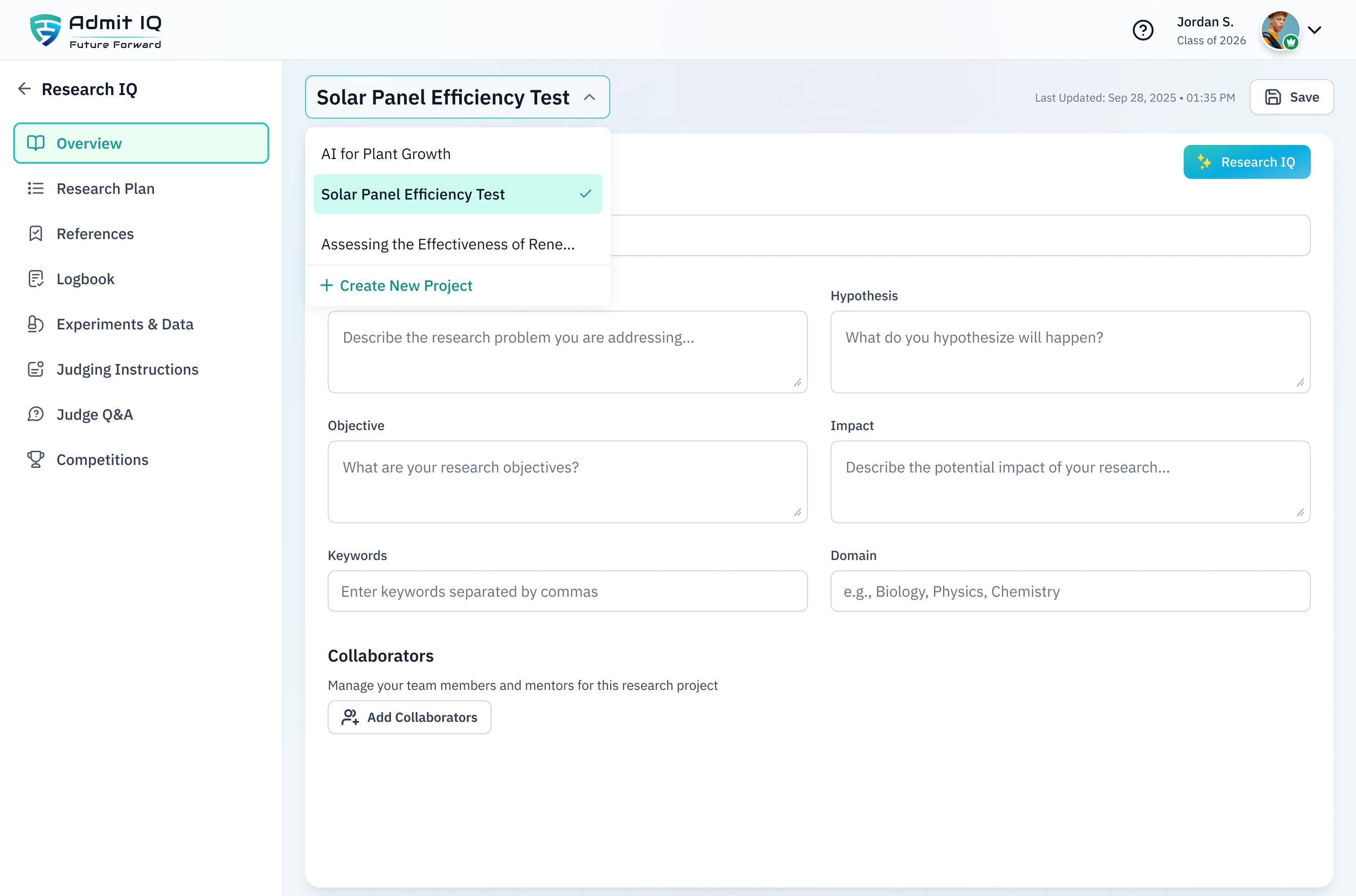 ResearchIQ Interface